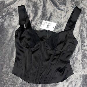 Black Satin Corset Top